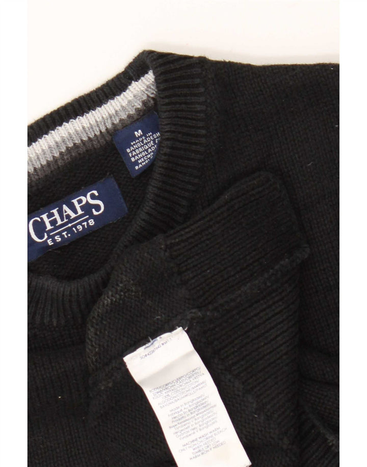 Chaps Herre Crew Neck Jumper Sweater Medium Sort Bomuld