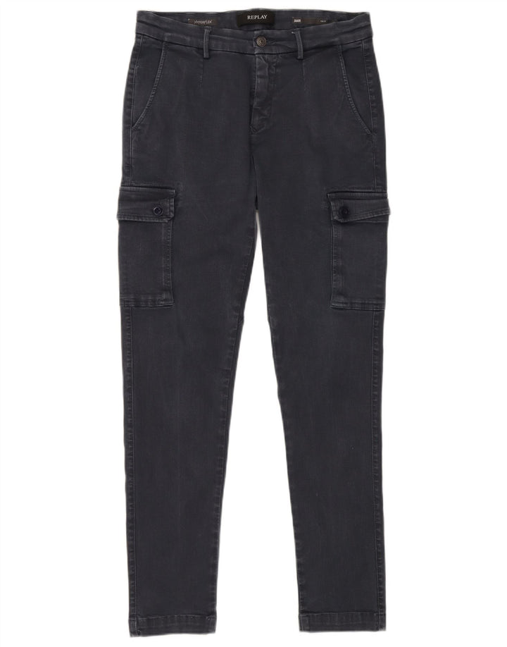REPLAY Herre Jaan Cargo Slim Jeans W30 L30 Marineblå Bomuld