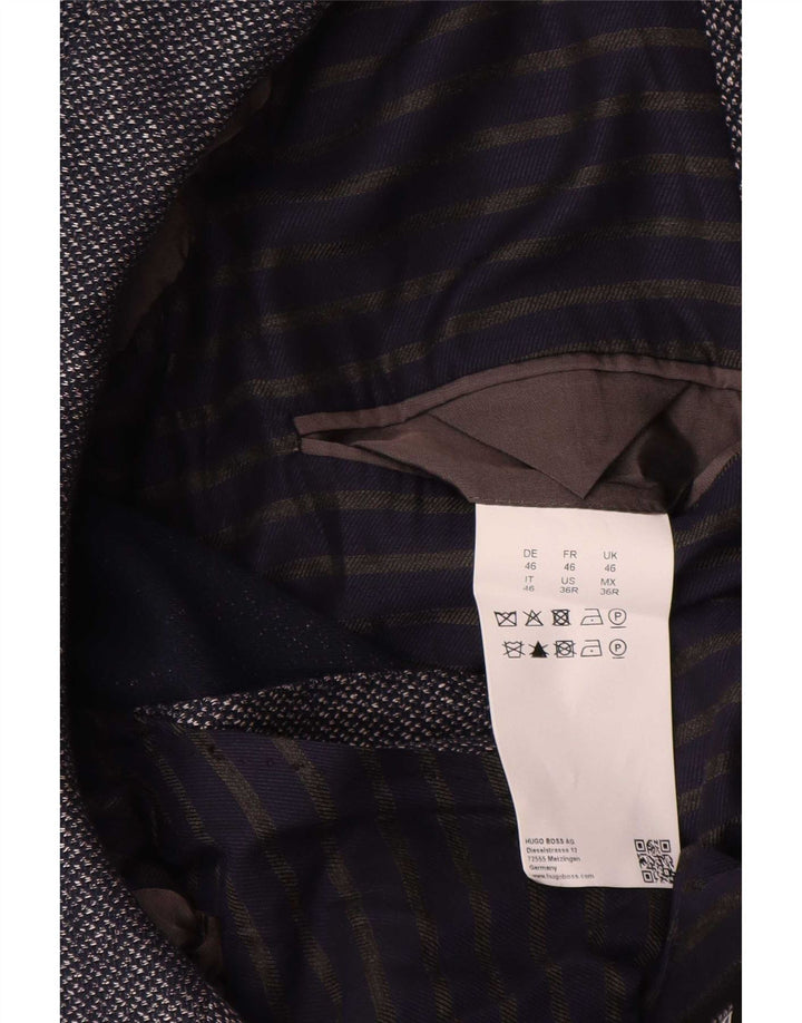 Hugo Boss Herre 2-knaps blazerjakke EU 46 Small Navy Blue Flecked Bomuld