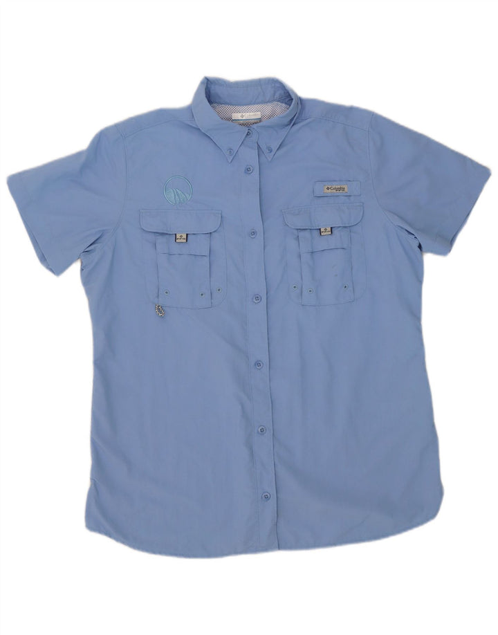 Columbia kortærmet overshirt til kvinder Stor blå nylon