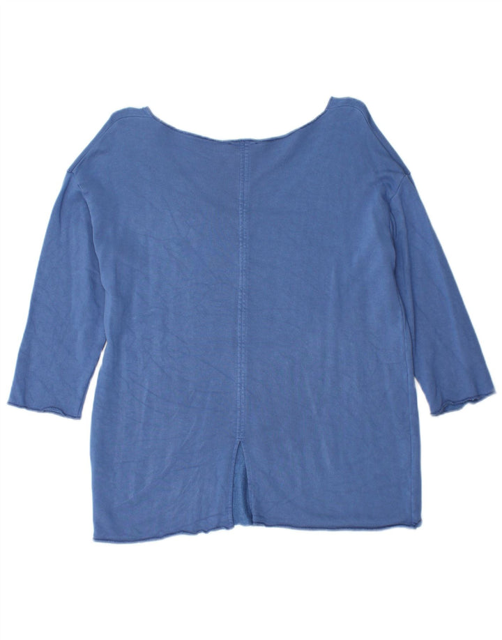 Fred Perry Dame Top 3/4 ærmer UK 14 Large Blue Viscose