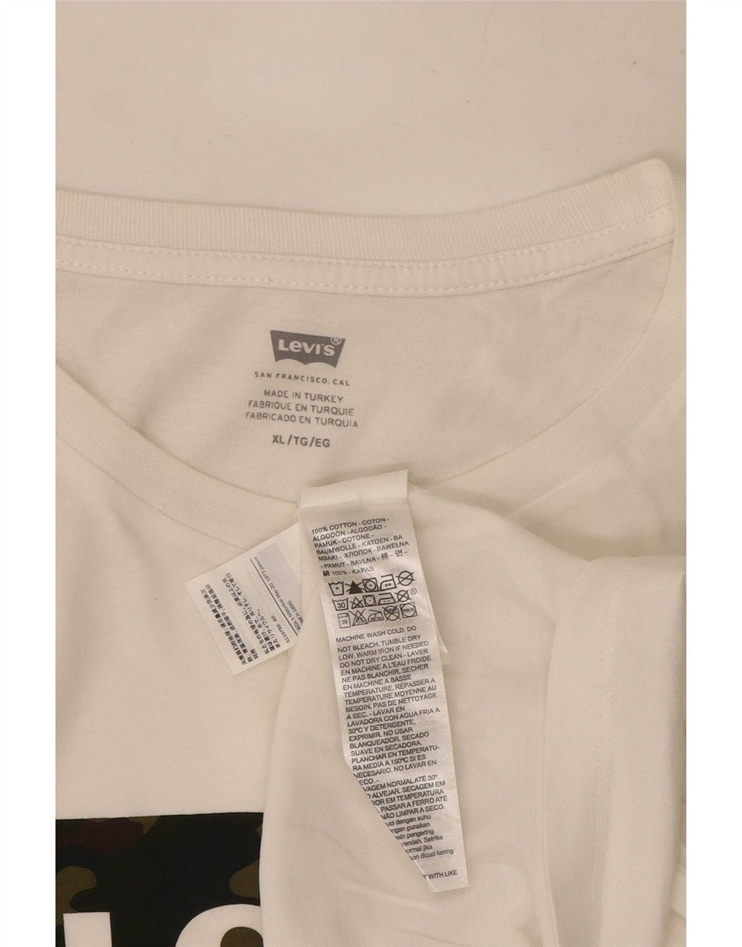 Levi's Herre grafisk T-shirt top XL hvid bomuld