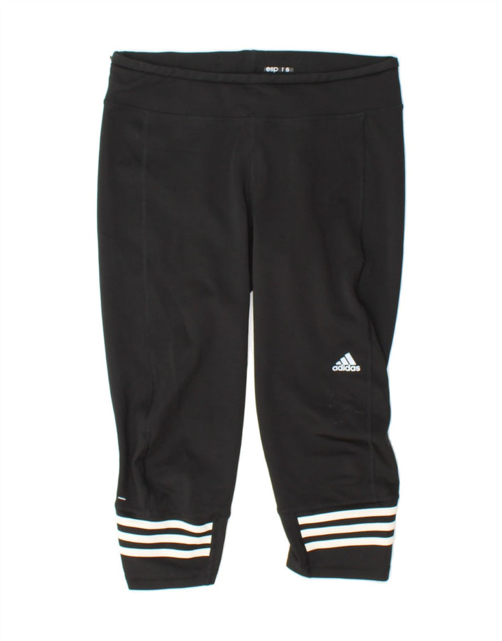 ADIDAS Womens Climalite Capri Leggings UK 12/14 Medium Black Vintage Adidas and Second-Hand Adidas from Messina Hembry 