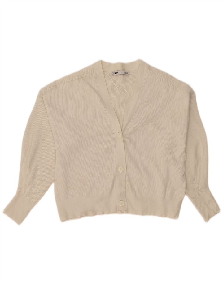 Zara Dame oversized cardigan sweater UK 16 Large Off White Viscose
