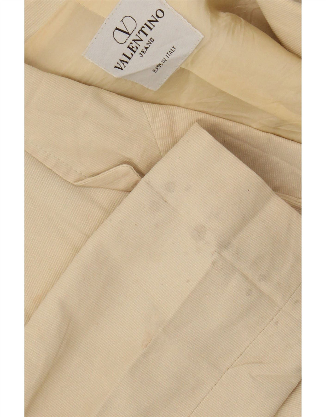 Valentino Dame 3 Button Blazer Jacket IT 40 Small Beige Pinstripe