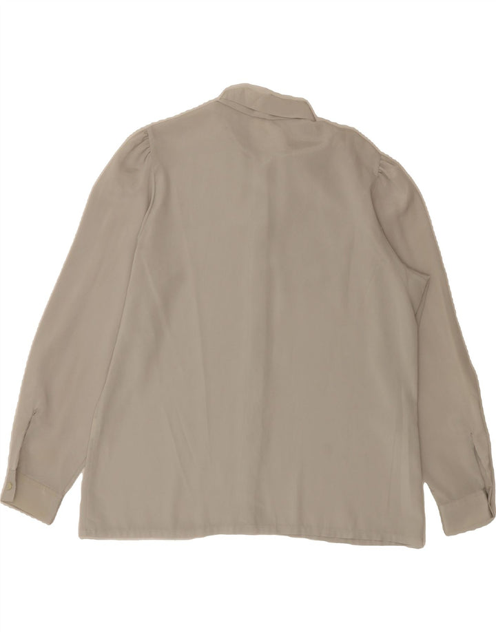 VINTAGE Womens Front Tie Shirt Blouse EU 38 Medium Grey Polyester Vintage Vintage and Second-Hand Vintage from Messina Hembry 