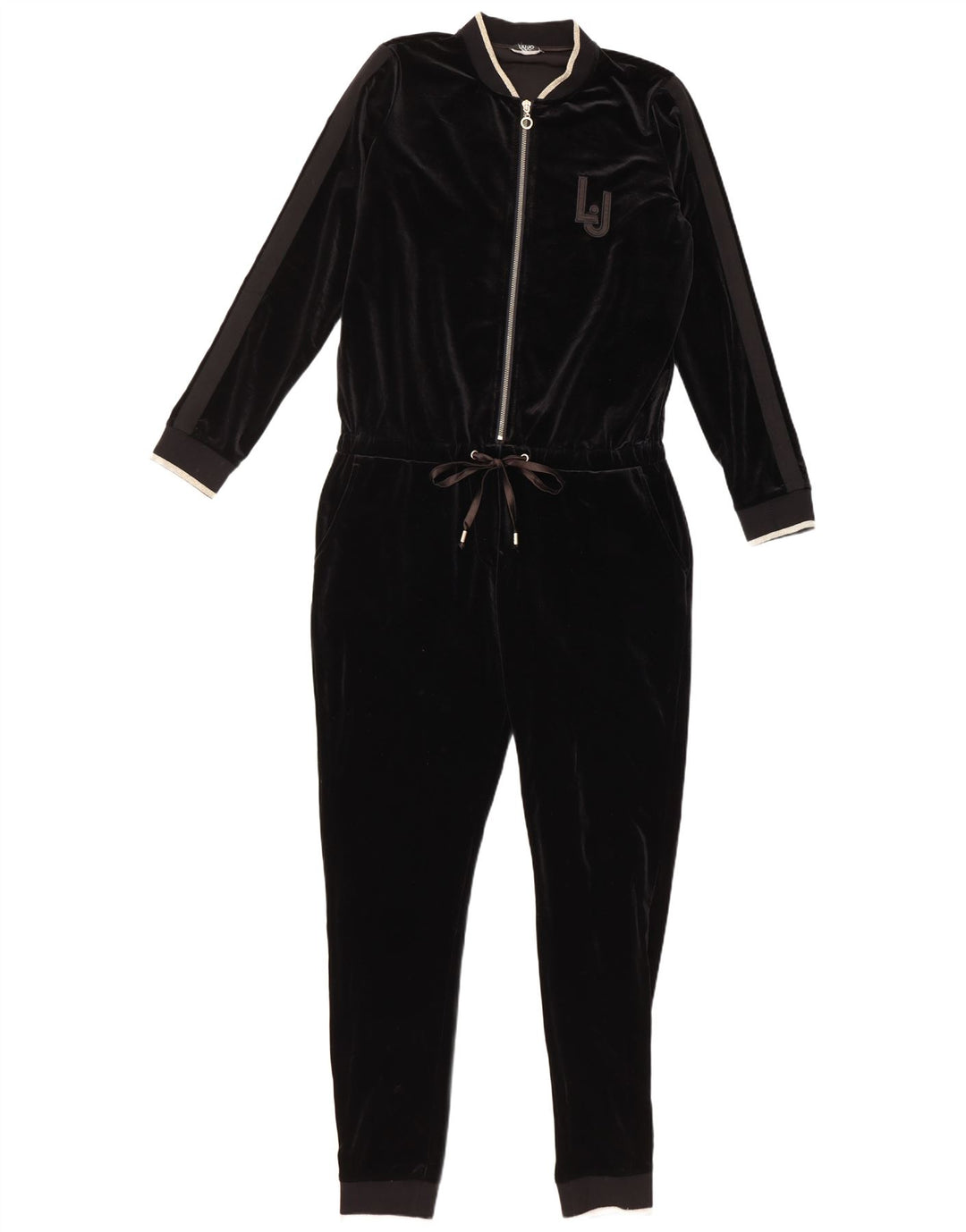 Liu Jo Dame Langærmet Velvet Jumpsuit UK 14 Medium Black