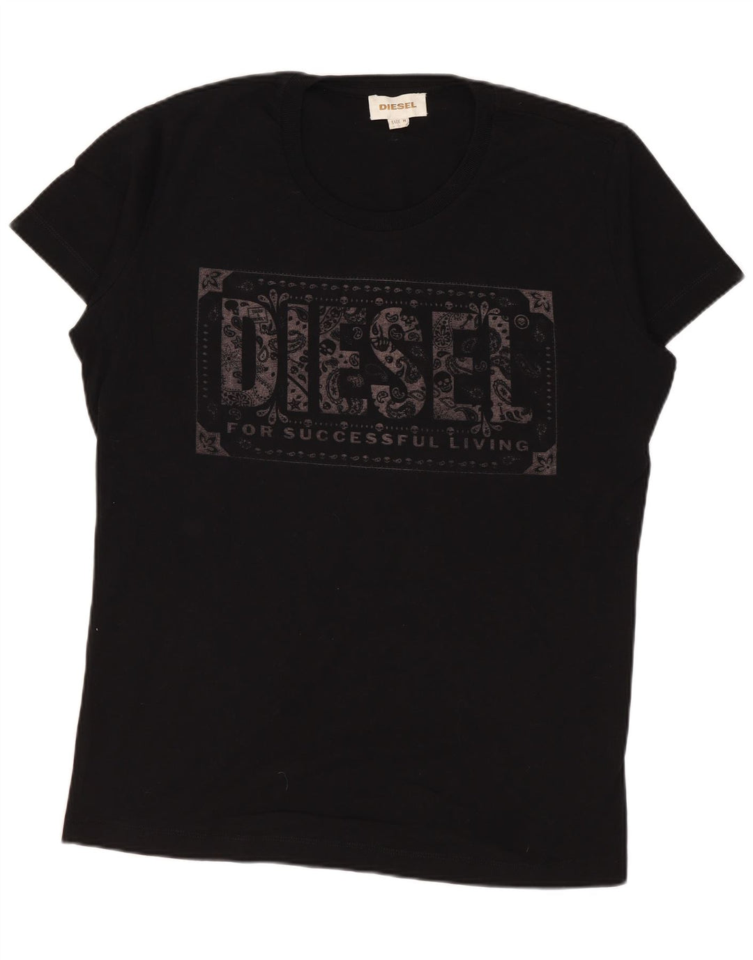 DIESEL Herre grafisk T-shirt Top Medium Sort Bomuld