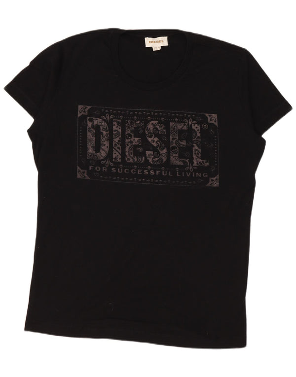 DIESEL Herre grafisk T-shirt Top Medium Sort Bomuld