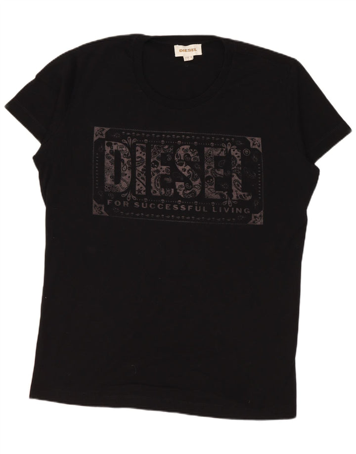 DIESEL Herre grafisk T-shirt Top Medium Sort Bomuld