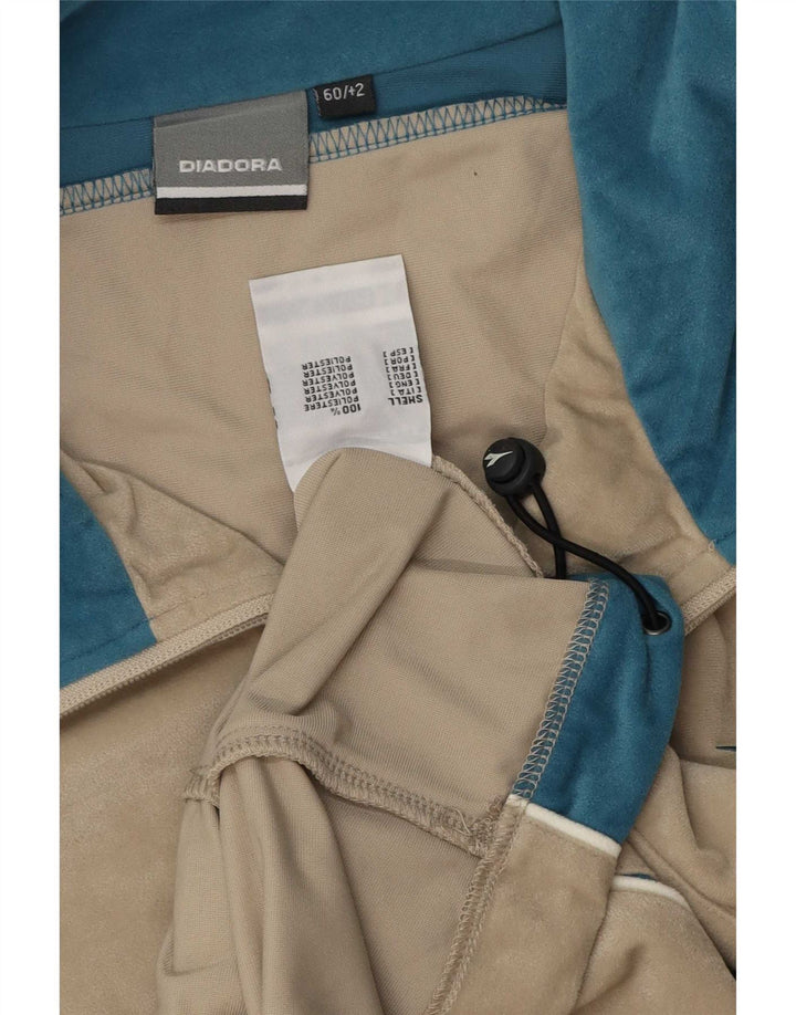 Diadora Herre Velour Træningsdragt Top Jakke 3XL Beige Colourblock Polyester