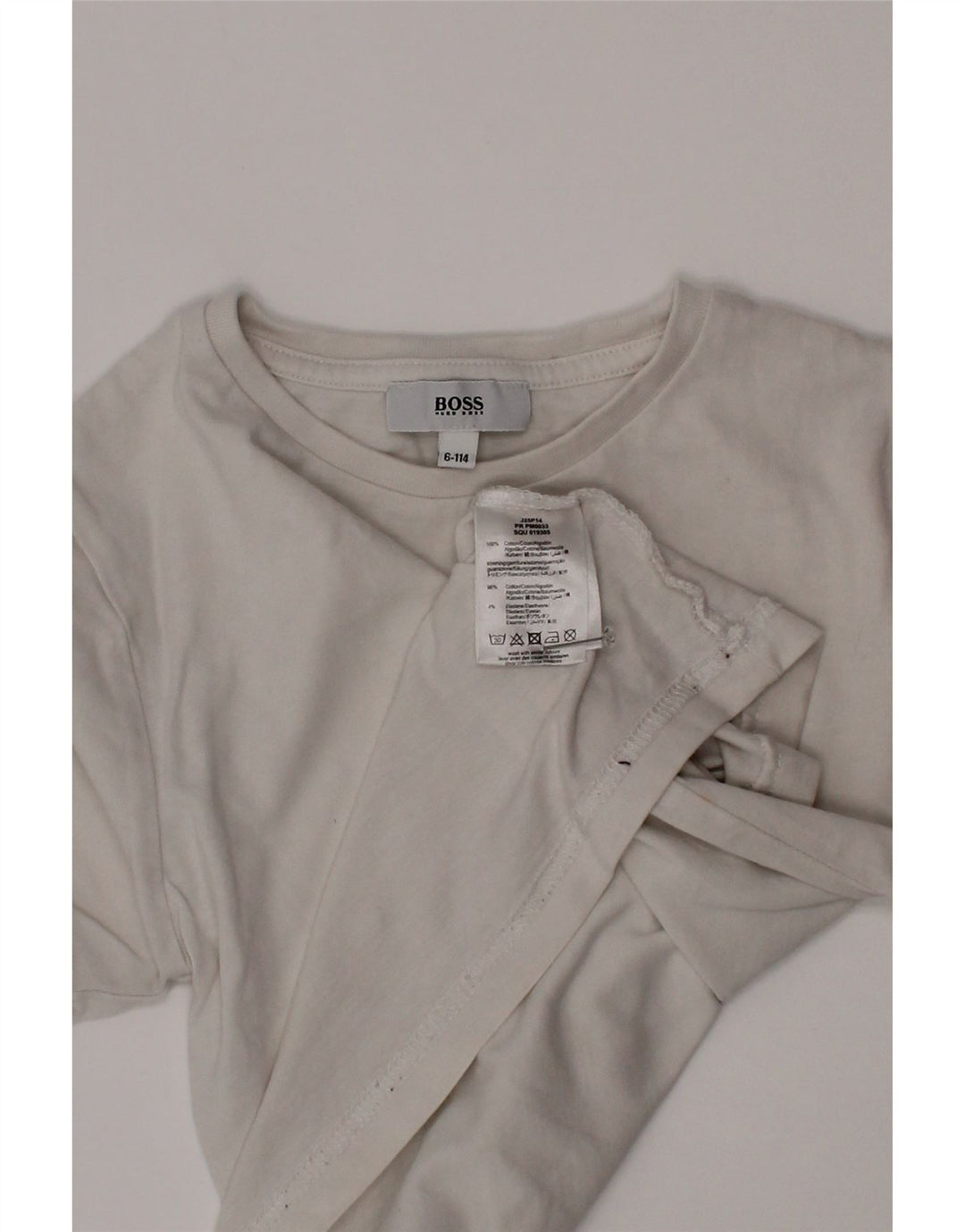 Hugo Boss Boys T-Shirt Top 5-6 År Hvid Bomuld