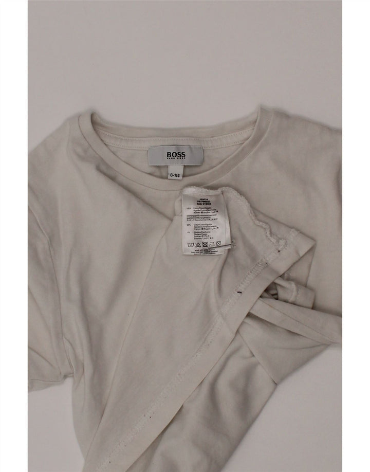 Hugo Boss Boys T-Shirt Top 5-6 År Hvid Bomuld
