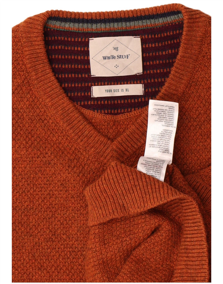White Stuff Herre V-hals sweater XL Orange Uld