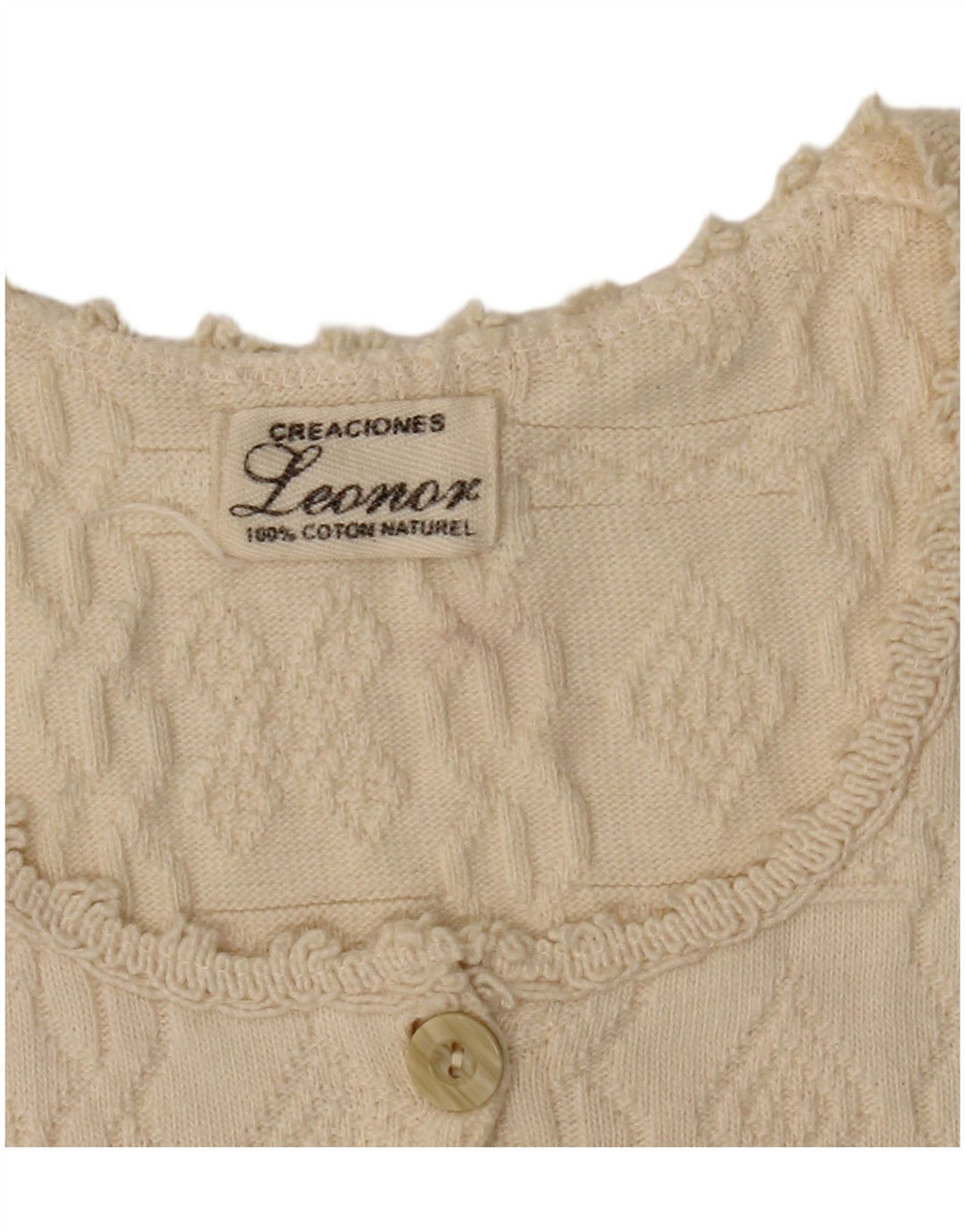 LEONOR Womens Crop Ærmeløs cardigantrøje UK 10 Lille beige bomuld