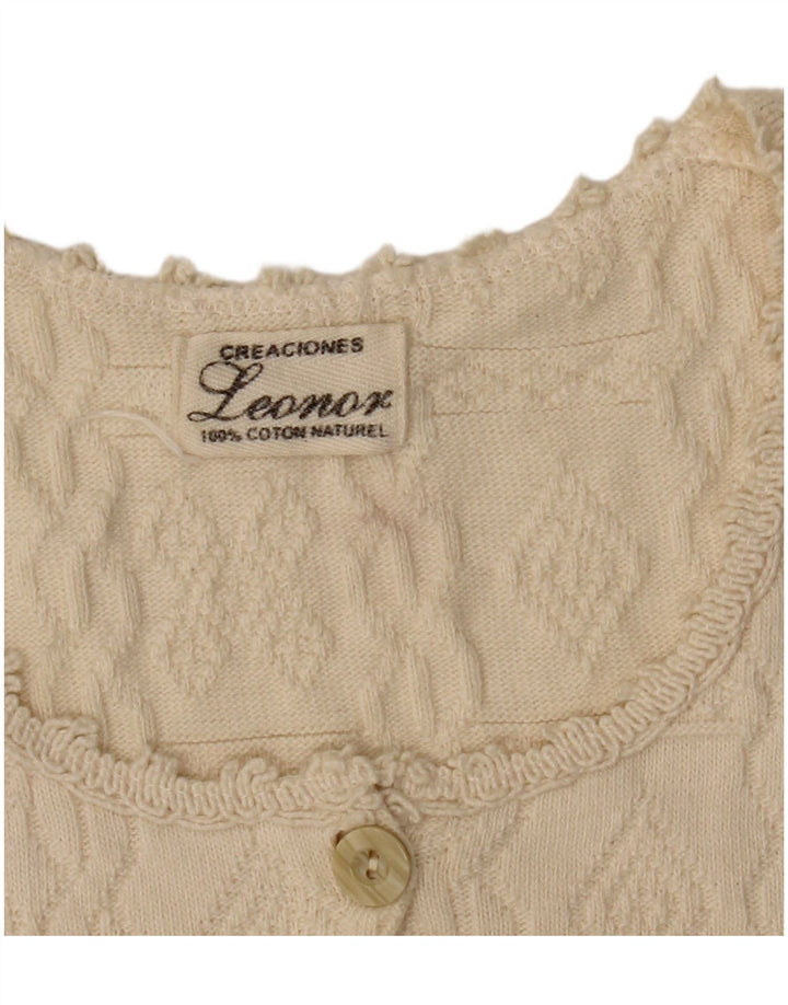 LEONOR Womens Crop Ærmeløs cardigantrøje UK 10 Lille beige bomuld