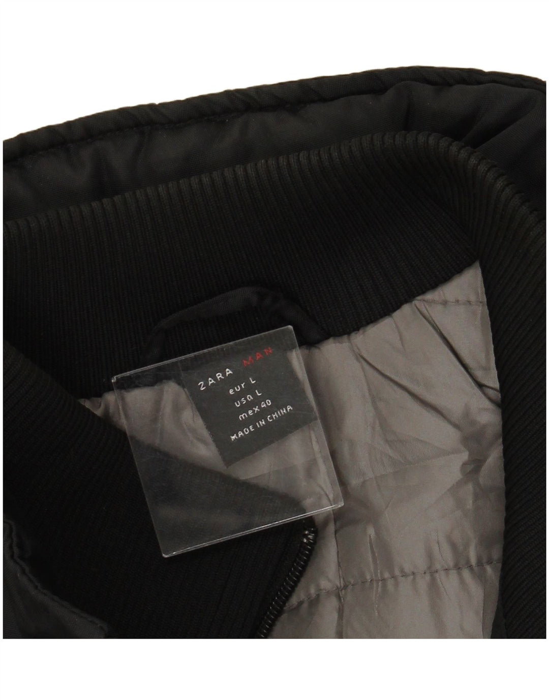 ZARA Bomberjakke med hætte til mænd UK 40 Stor sort nylon