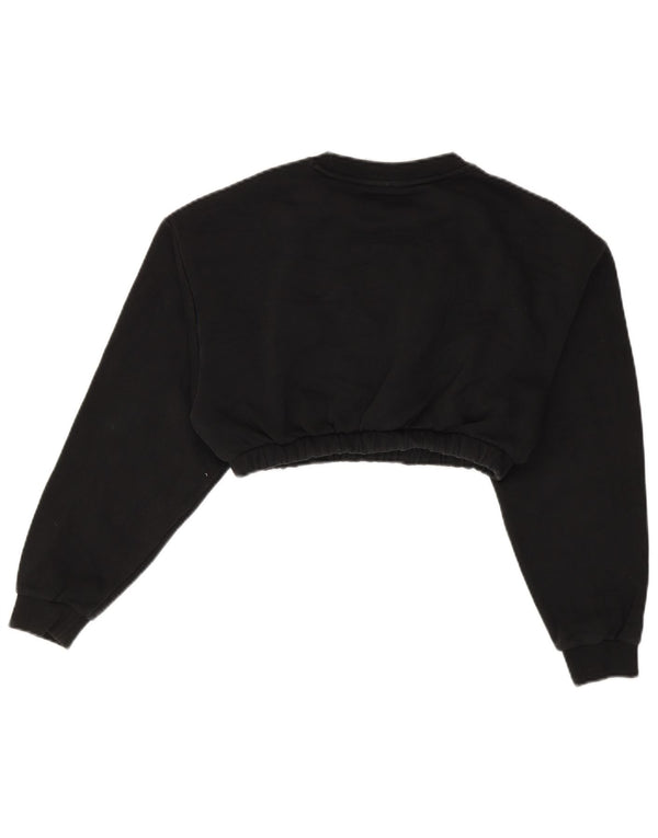 Adidas Womens Graphic Crop Sweatshirt Jumper UK 8 Small Black Bomuld
