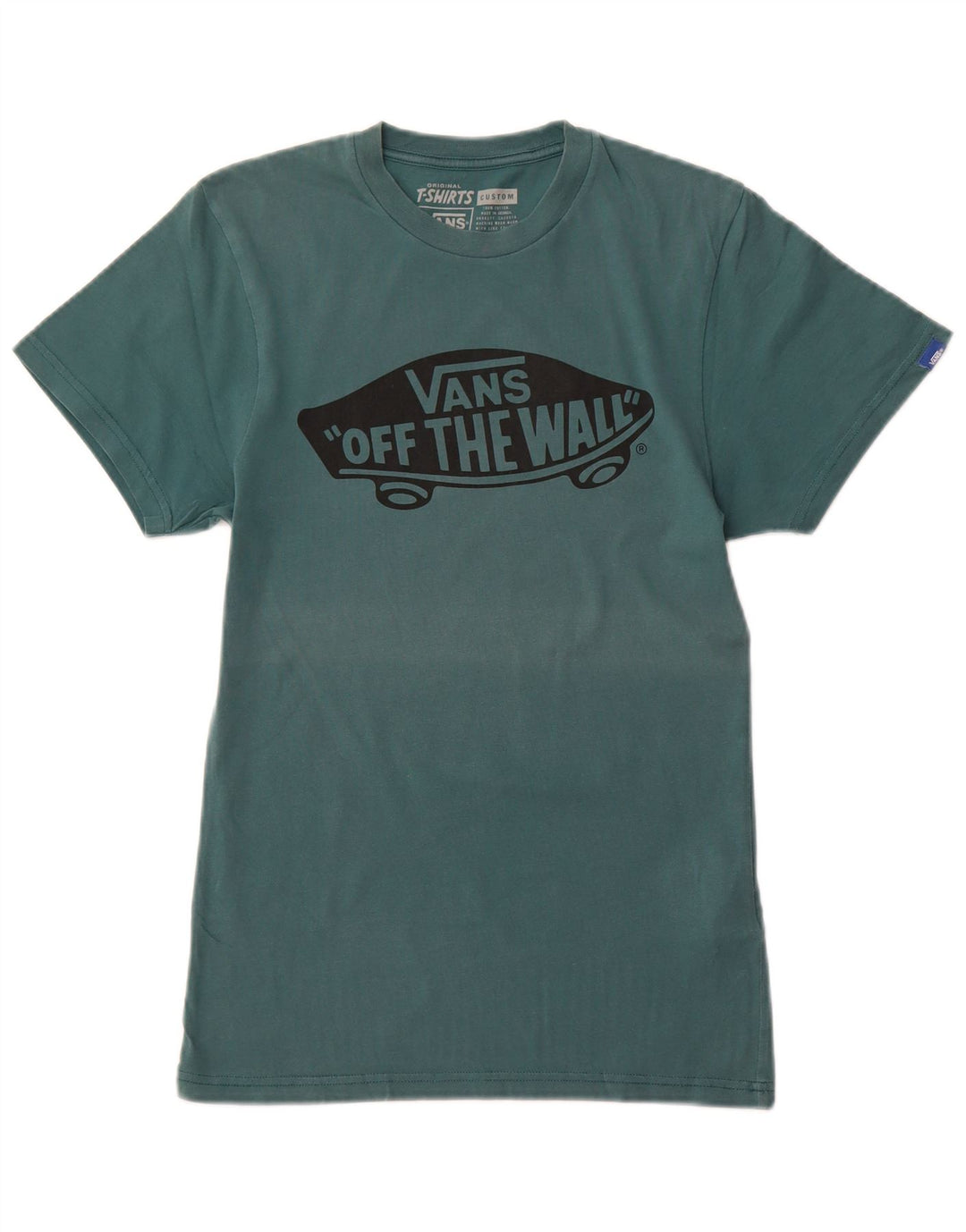 VANS Herre Custom Fit grafisk T-shirt Top XS Grøn bomuld