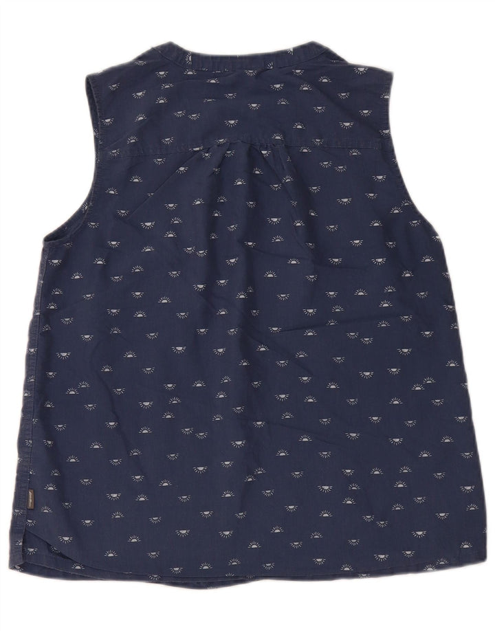 EDDIE BAUER Dame ærmeløs bluse Top UK 10 Small Navy Blue Spotted