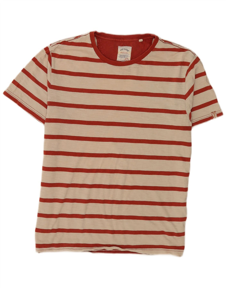 Fat Face Herre T-Shirt Top Medium Beige Stribet Bomuld