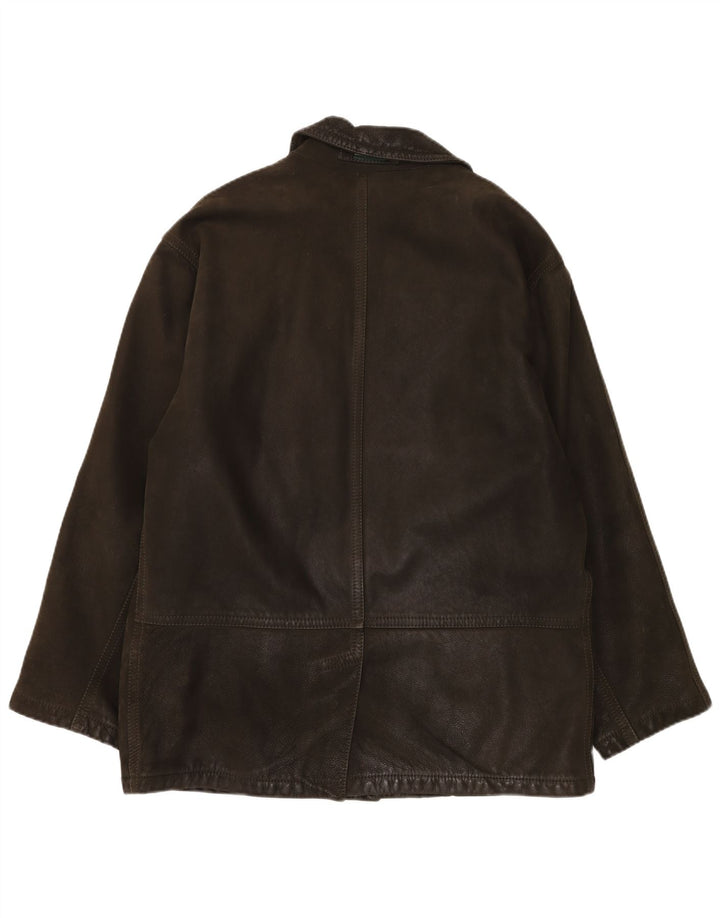 Henry Cottons Herre Læder Windbreaker Coat IT 50 Stor Brun Læder