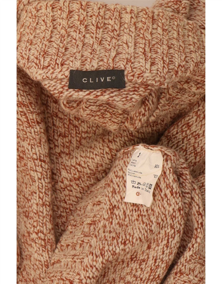 Vintage Herre Button Neck Jumper Sweater Stor Brun Flecked Uld