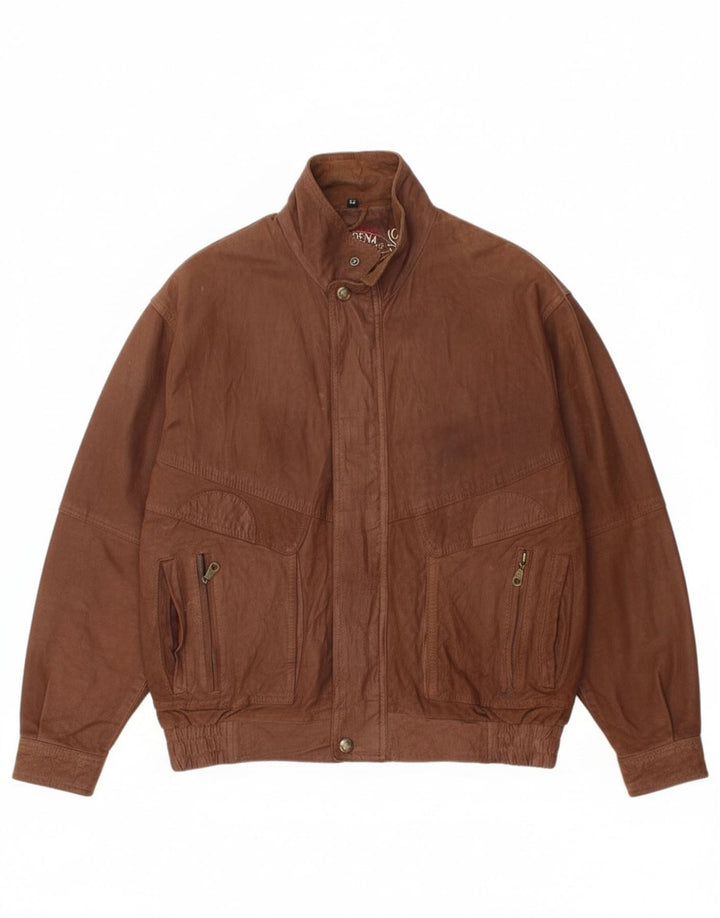 Morena Herre Ruskind Bomber Jacket IT 52 XL Brunt Læder