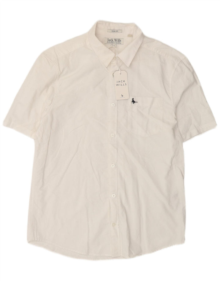 Jack Wills Herre kortærmet Slim Fit skjorte Medium hvid bomuld