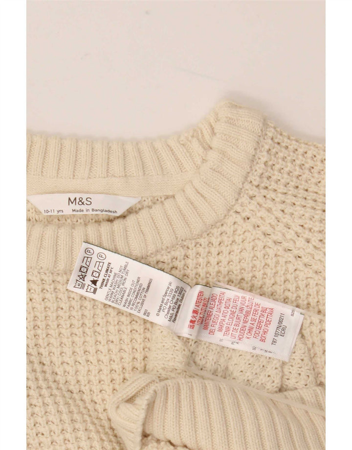 Marks & Spencer Boys sweater med rund hals 10-11 år Off White Bomuld