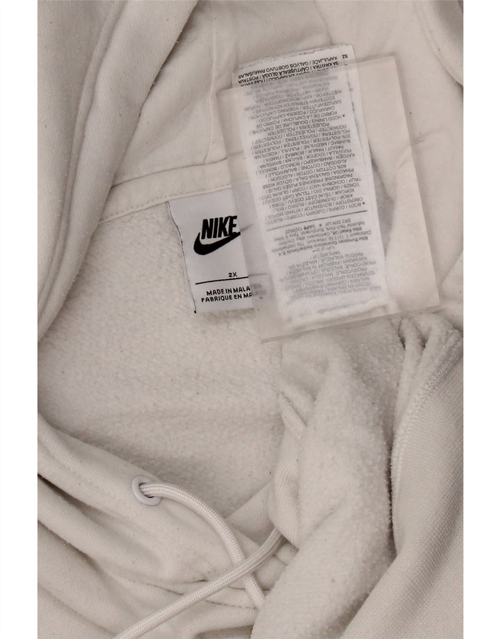 Nike Dame Grafisk Oversized Hoodie Jumper UK 20 2XL Hvid Bomuld
