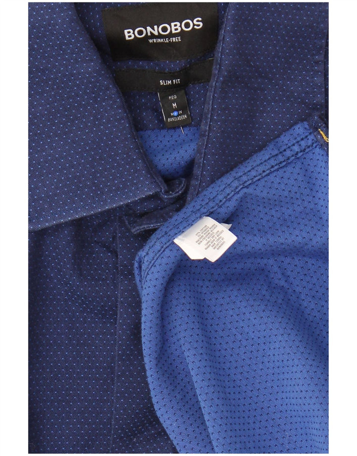 BONOBOS Herre Slim Fit skjorte Medium marineblå plettet bomuld