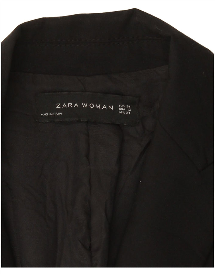 Zara Dame 1 Knap Blazer Jakke EU 34 2XS Sort
