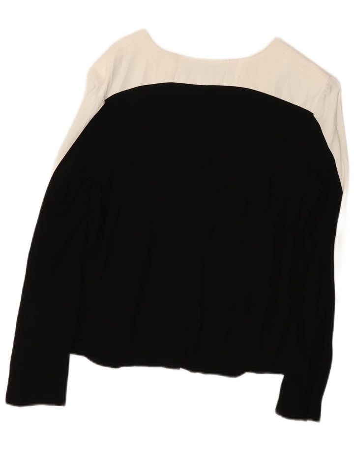 Zara Dame Top Langærmet UK 14 Medium Sort Colourblock Viscose