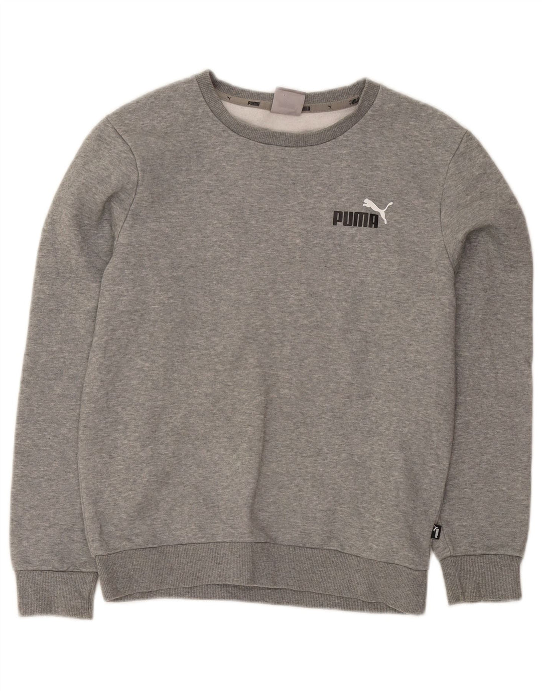 Puma Dame Oversized Sweatshirt Jumper UK 6 XS Grå Flecked Bomuld