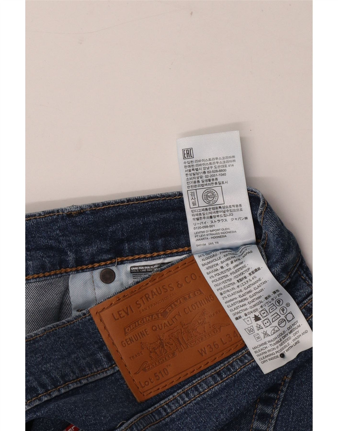 Levi's Herre 510 Skinny Jeans W36 L34 Blå Bomuld