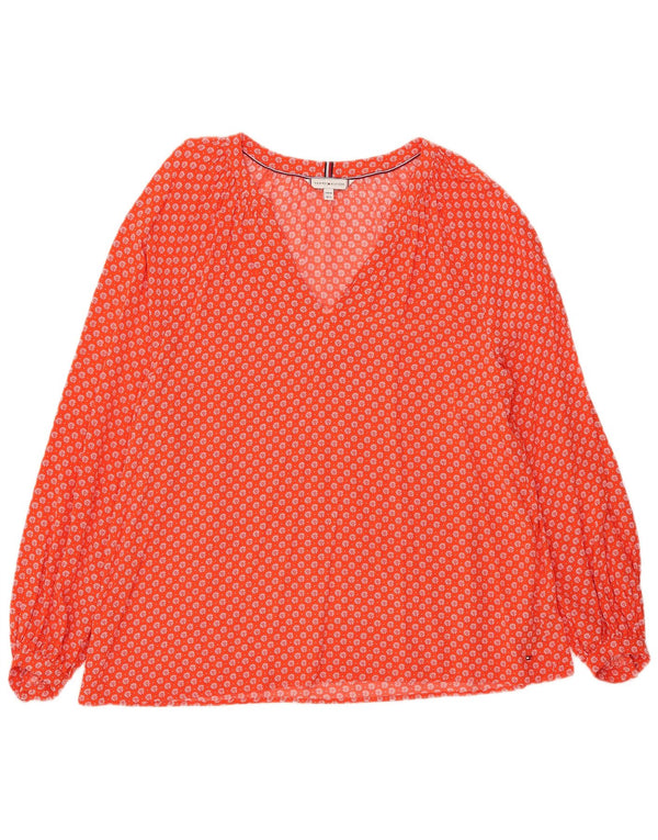 Tommy Hilfiger Dame Langærmet Bluse Top UK 12 Medium Red Floral