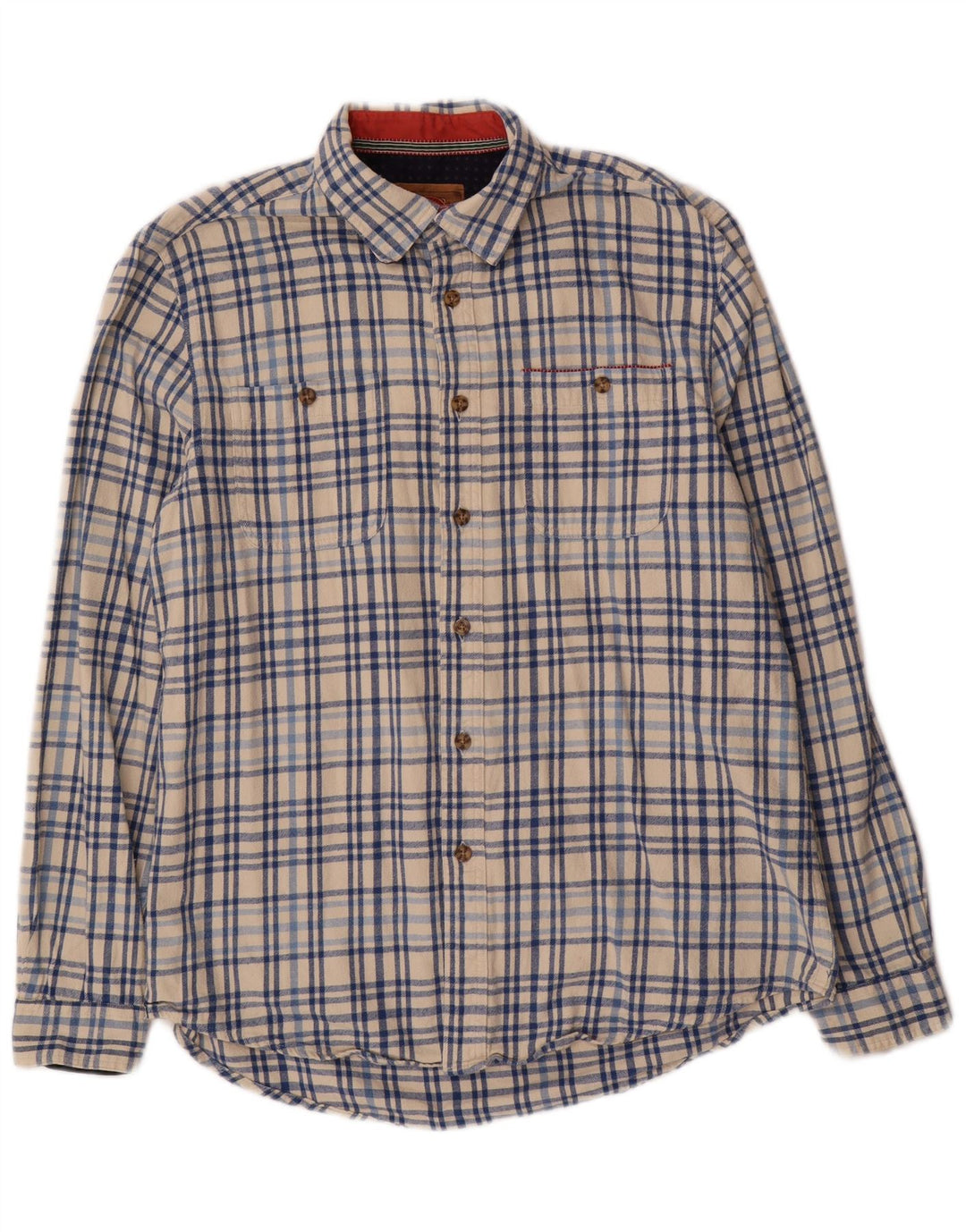 Boston herre flannel skjorte stor off white ternet bomuld