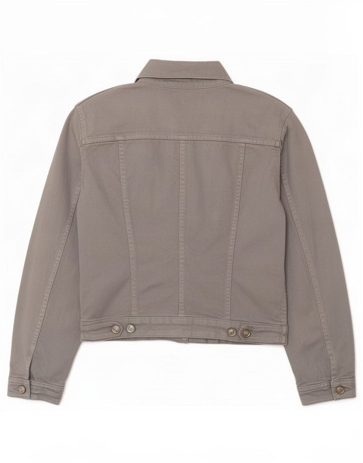 Trussardi Jeans Dame Crop Denim Jacket UK 12 Medium Grey