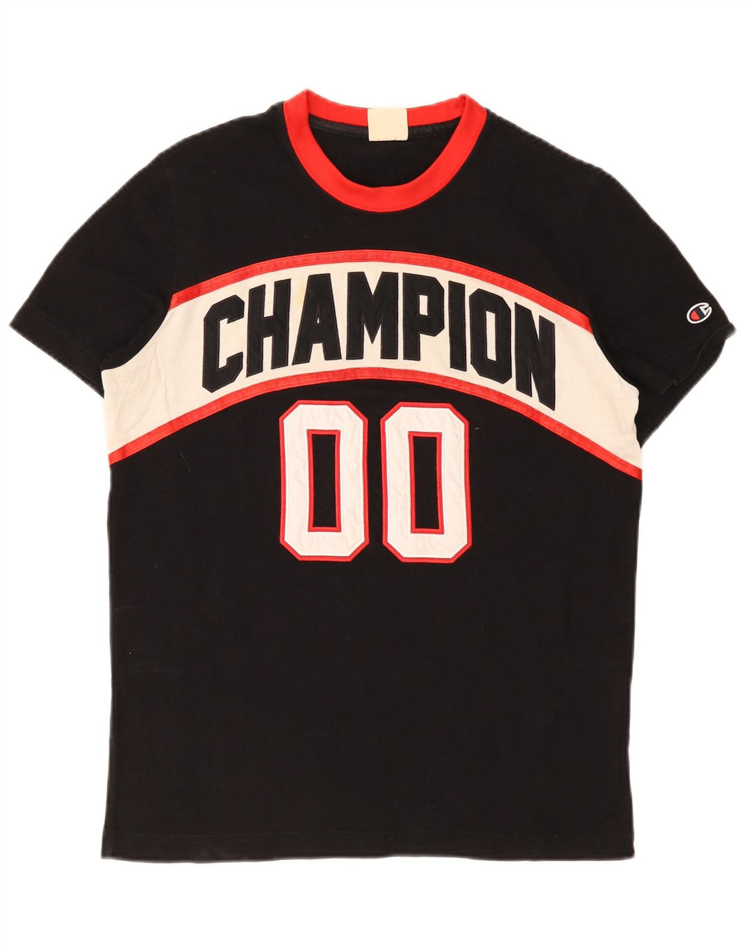 Champion Herre grafisk T-shirt Top Medium Sort Colourblock Bomuld