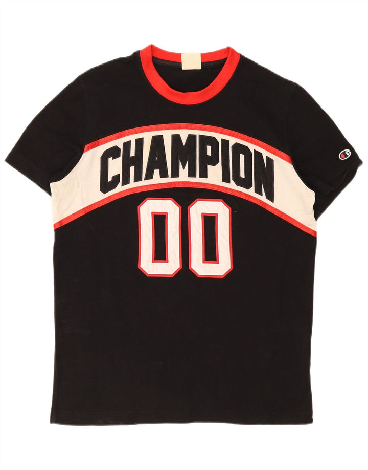 Champion Herre grafisk T-shirt Top Medium Sort Colourblock Bomuld