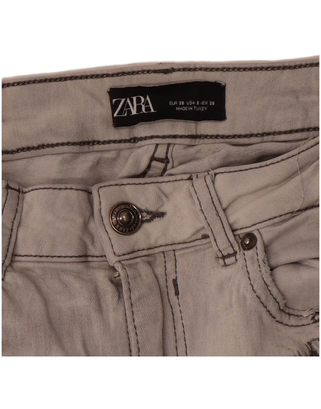 Zara Dame Slim Jeans EU 38 Small W28 L27 Grey Tie Dye