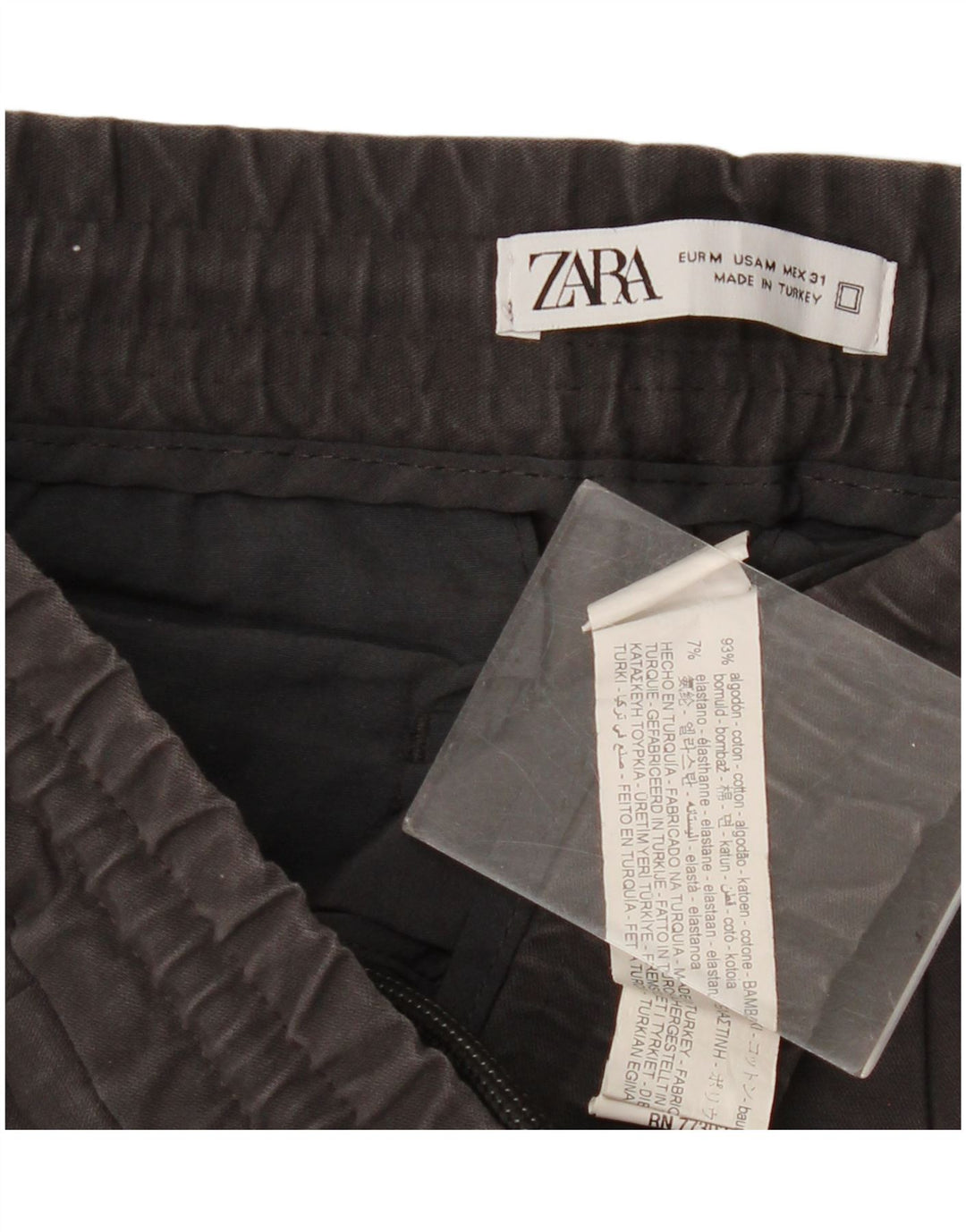 ZARA Herre Pegged Chino Bukser Medium W31 L26 Sort Bomuld
