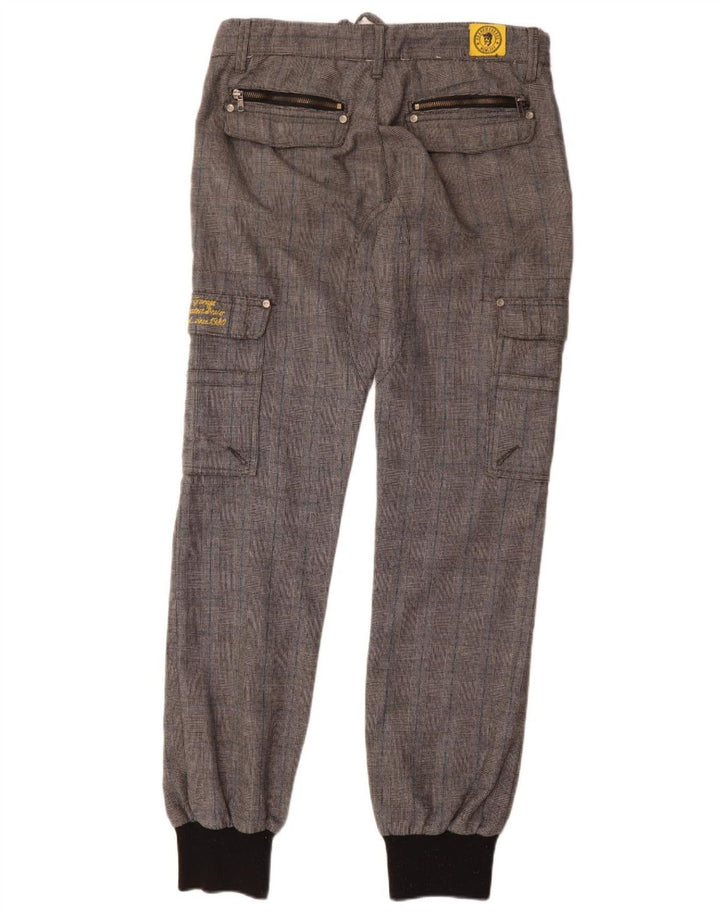 Frankie Garage Herre Joggers Cargo Bukser W33 L34 Grå ternet polyester