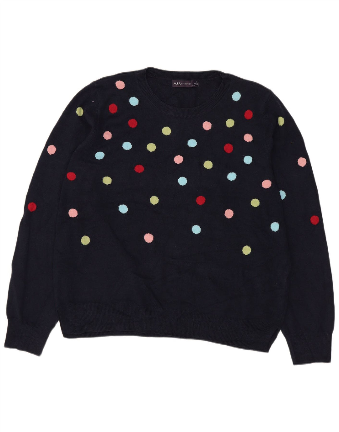 MARKS & SPENCER Dame sweater med rund hals DK 16 Stor marineblå
