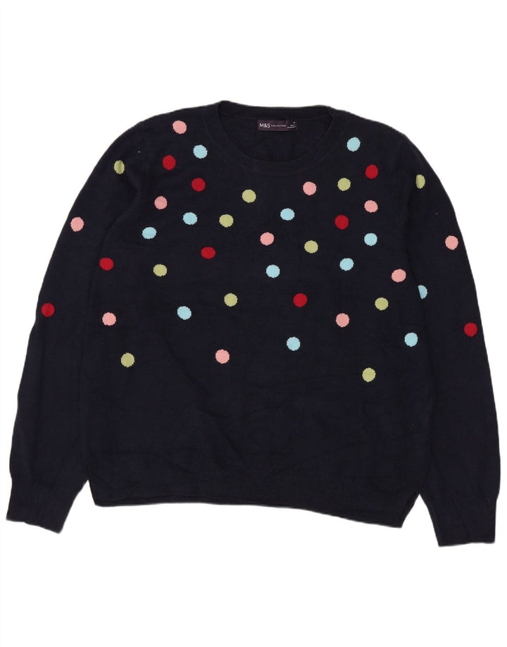 MARKS & SPENCER Dame sweater med rund hals DK 16 Stor marineblå