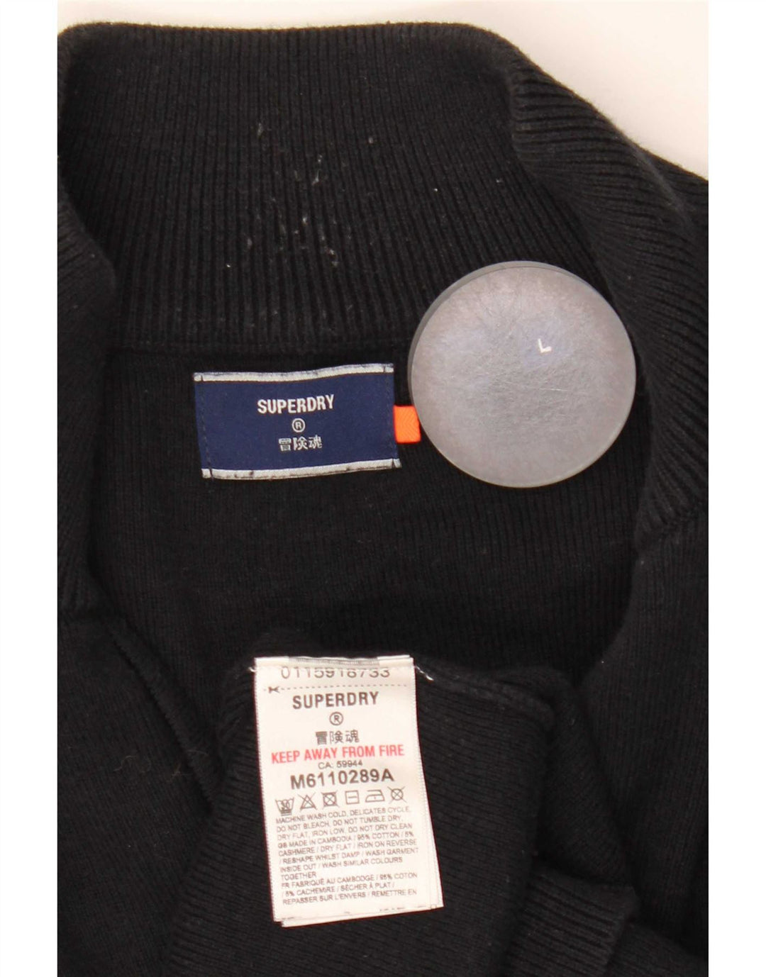 Superdry Sweater med lynlås til mænd Stor sort bomuld