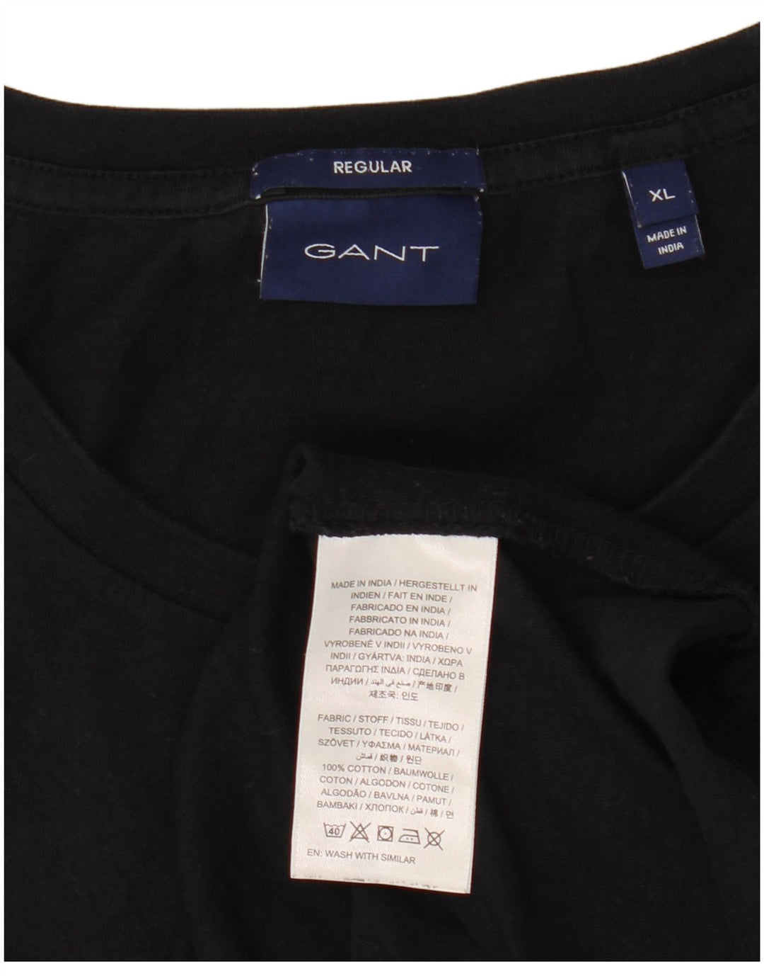 Gant Herre Regular T-Shirt Top XL Sort Bomuld