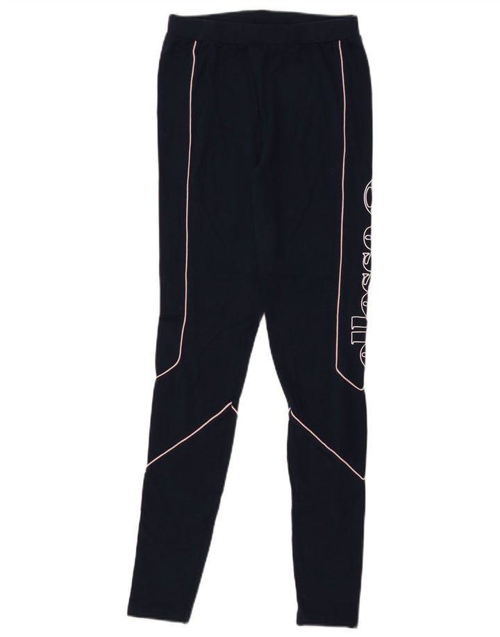 Ellesse Womens Grafiske Leggings UK 8 Small Navy Blue Cotton