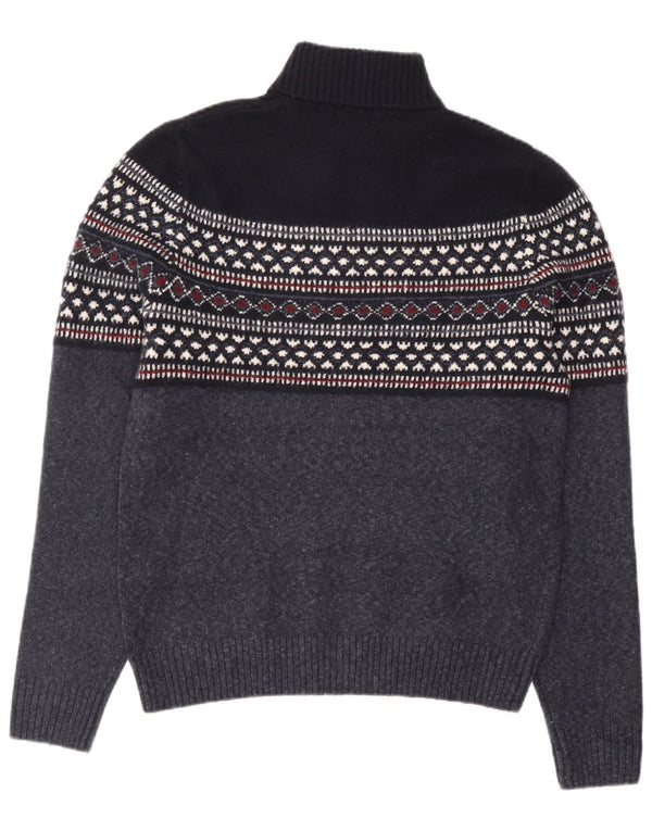 Marks & Spencer Herre Rullehalstrøje Sweater Large Navy Blue Fair Isle